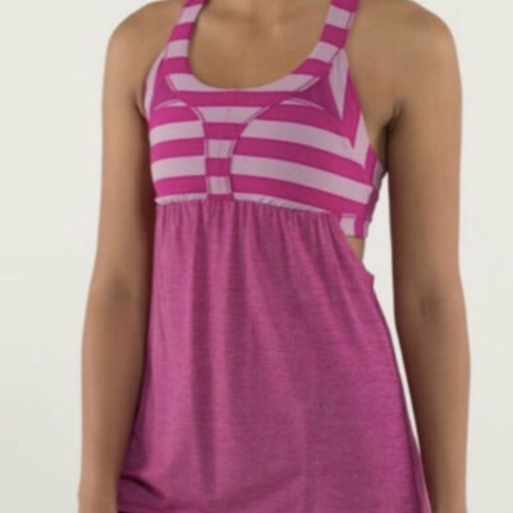 Lululemon 2-In-Run Tank Heathered Raspberry Sz 10 - Picture 2 of 6